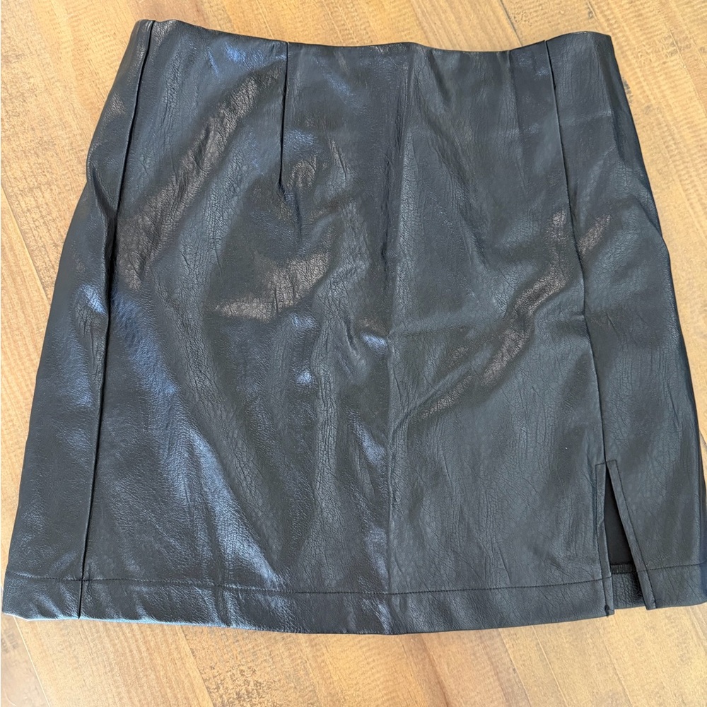 NWT Wild Fable Faux Leather Black Mini Skirt